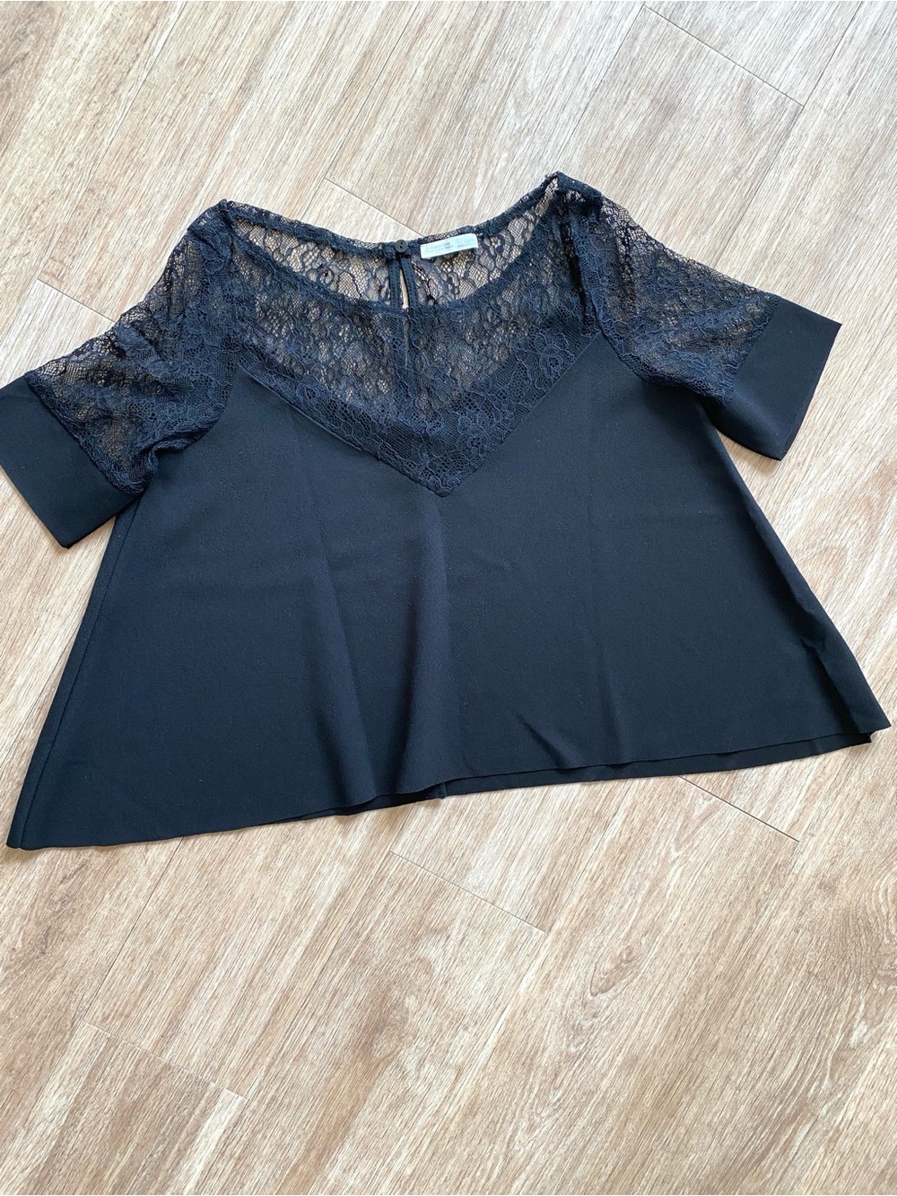 ZARA Black Lace Yoke Women's Top